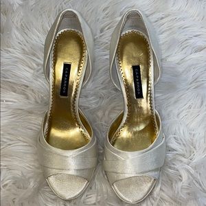 Caparros white satin heels